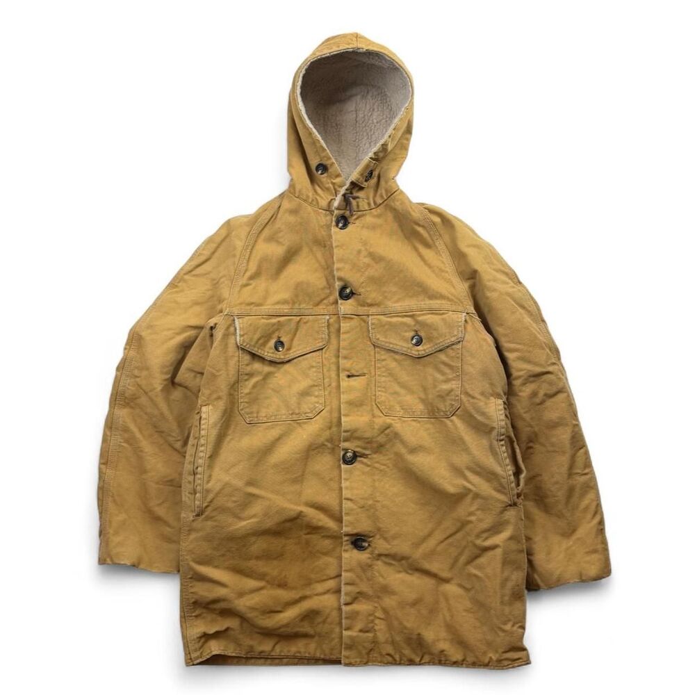 Vintage Carhartt Sherpa Lined Duck Canvas Parka Brown Hooded Men's Size M/L